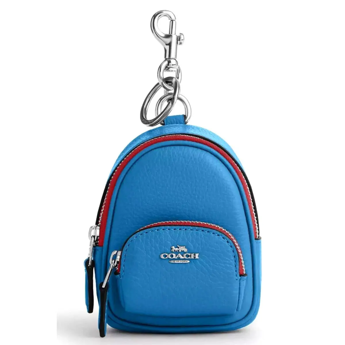 Coach Mini Court Backpack Keychain Bag Charm - CC315 Blue Jay/sv Leather - Handle/Strap: Black, Hardware: Silver, Exterior: Blue