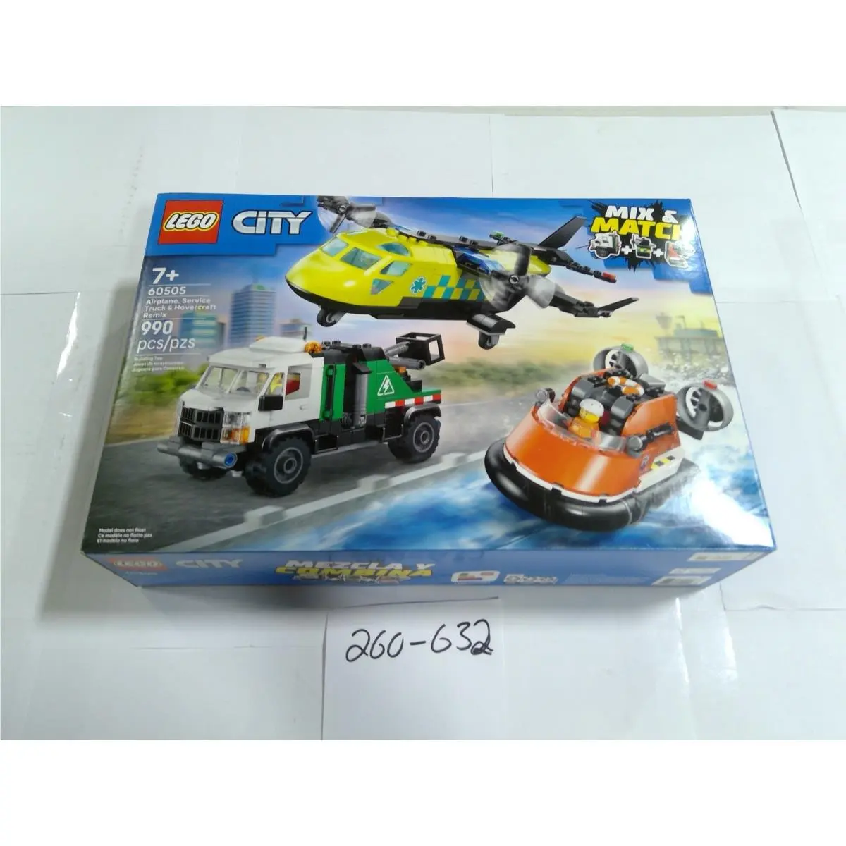 Lego City Airplane Service Truck Hovercraft Remix 60505 990 Pcs