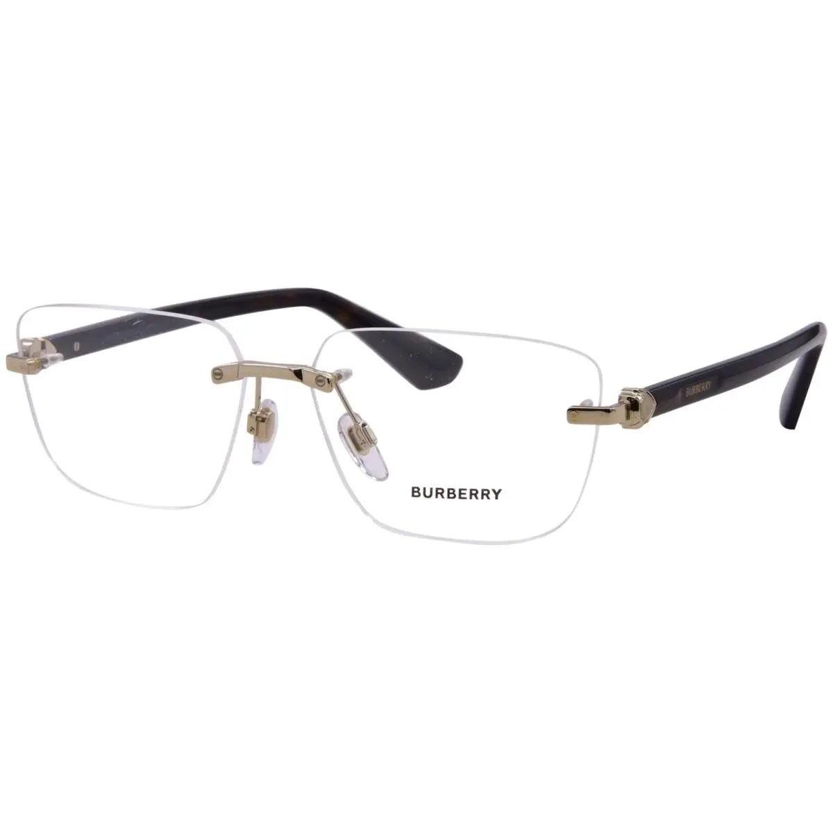 Burberry BE1392 1109 Eyeglasses Men`s Light Gold Rimless Rectangle Shape 58mm