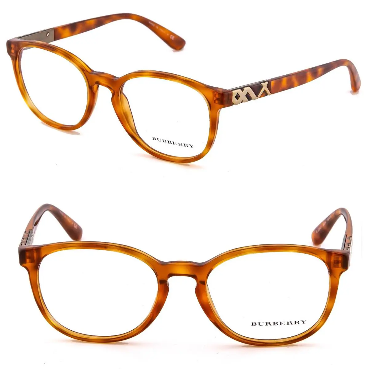 Burberry 2241 BE2241 Brown Havana Eyeglasses Optical Check Plaque Frame 50mm