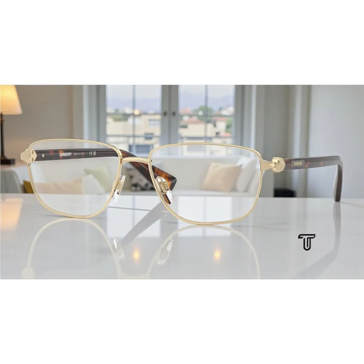 Burberry BE1393 1109 Light Gold Demo Lens 57 mm Men`s Eyeglasses