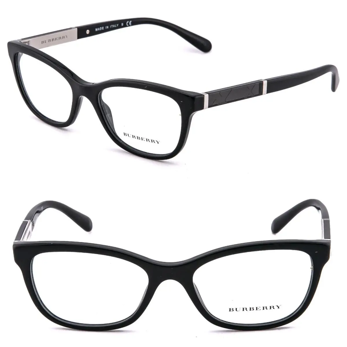 Burberry 2232 BE2232 Black Eyeglasses Optical Classic Check Plaque Frame 51 mm