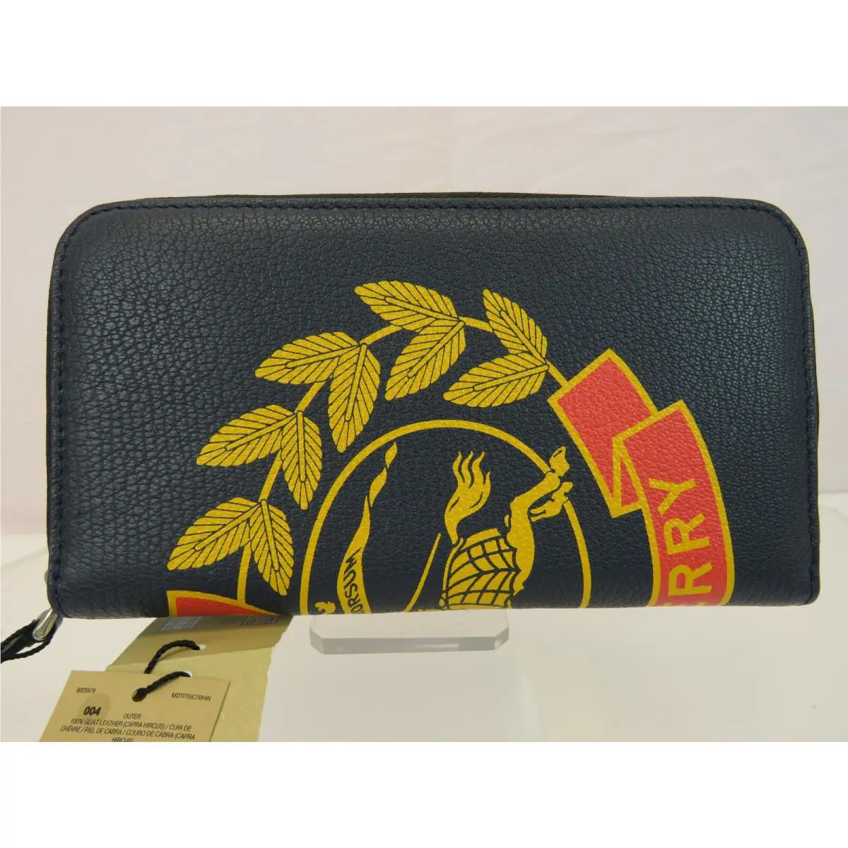 Burberry 8005979 Storm Blue Leather Crest Logo Zip Continental Wallet