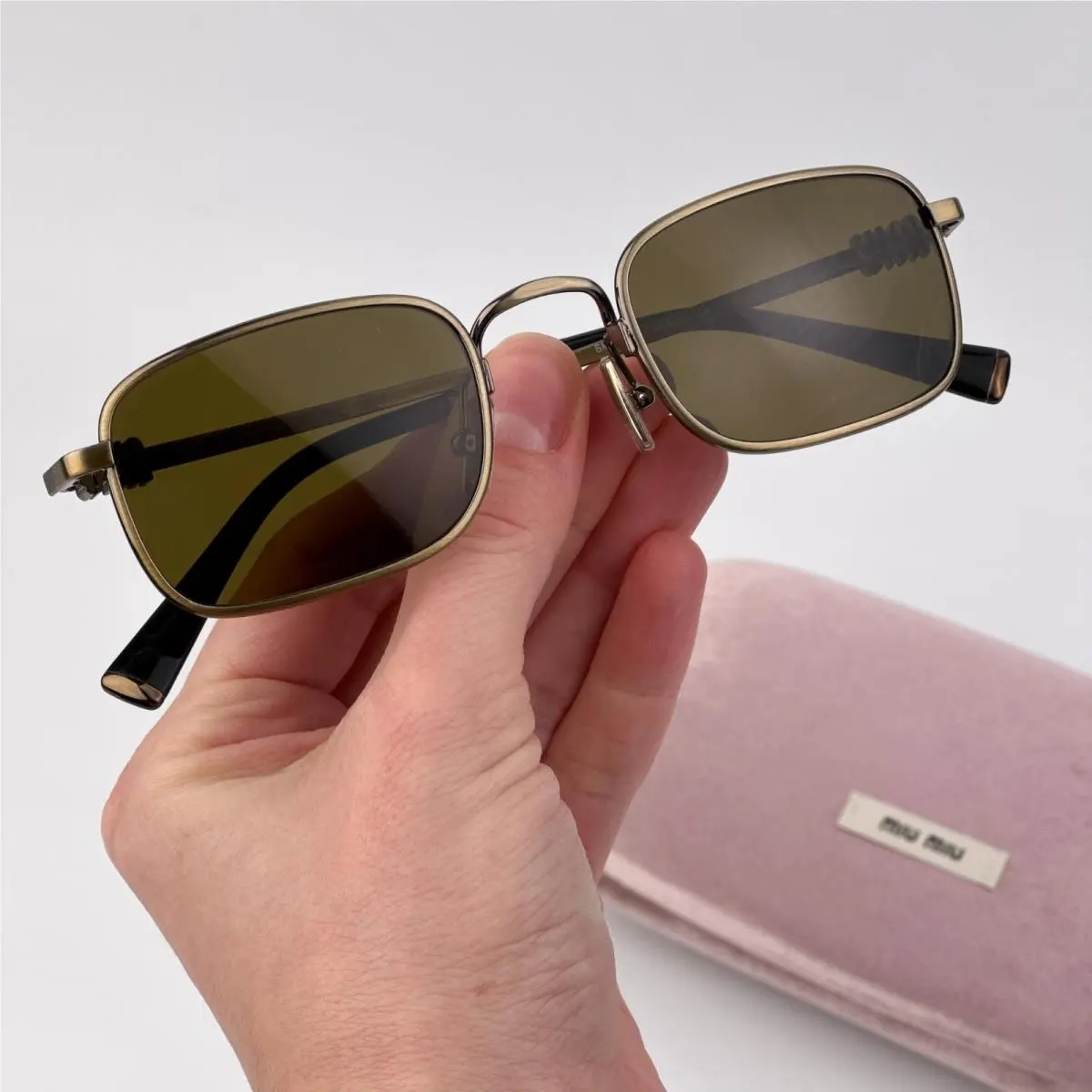 Women Sunglasses Old Gold Brown Rectangle MUA53S 26C09Z by Miu Miu