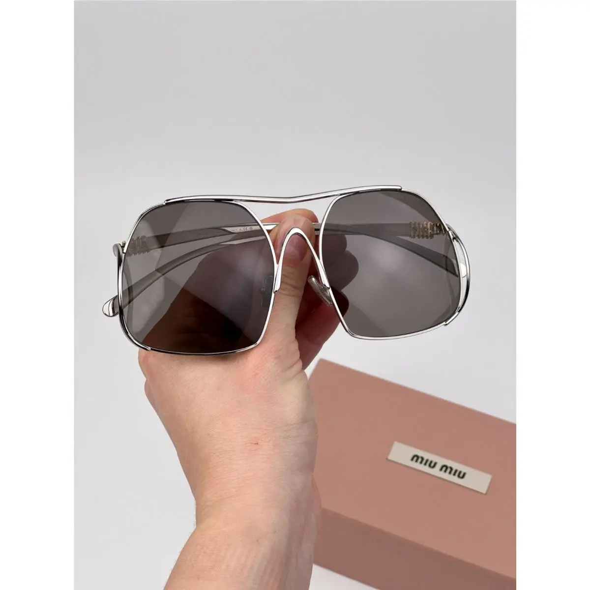 Women Sunglasses Silver Grey Pilot MUA55S 1BC80Q by Miu Miu