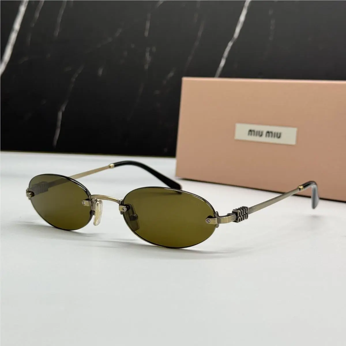 Miu Miu MUA54S 26C09Z Sunglasses Gold Oval Women MU A54S Smu A54