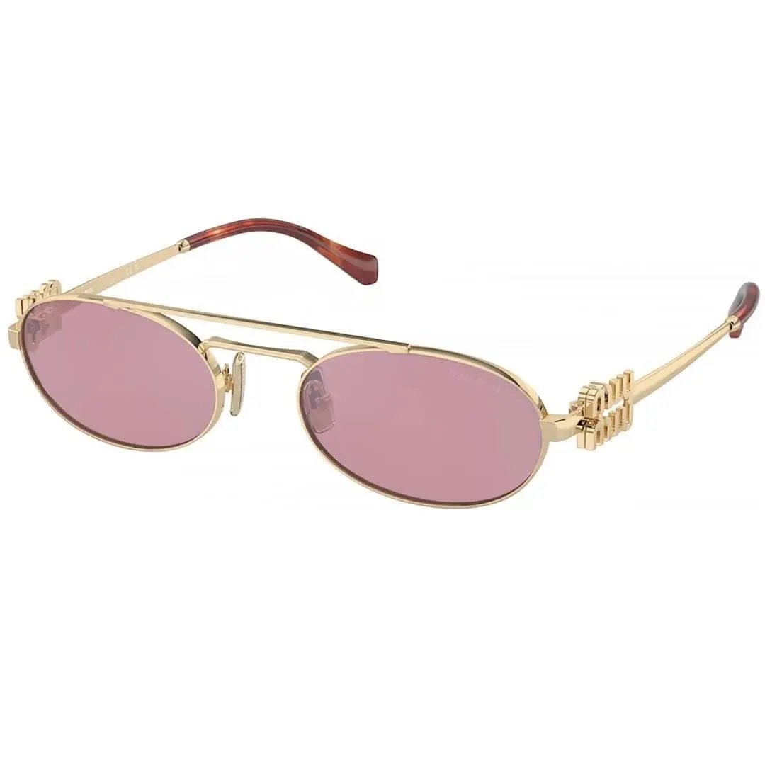 Miu Miu MU54ZS ZVN50D Sunglasses 53mm Pale Gold / Dark Pink Silver Lens
