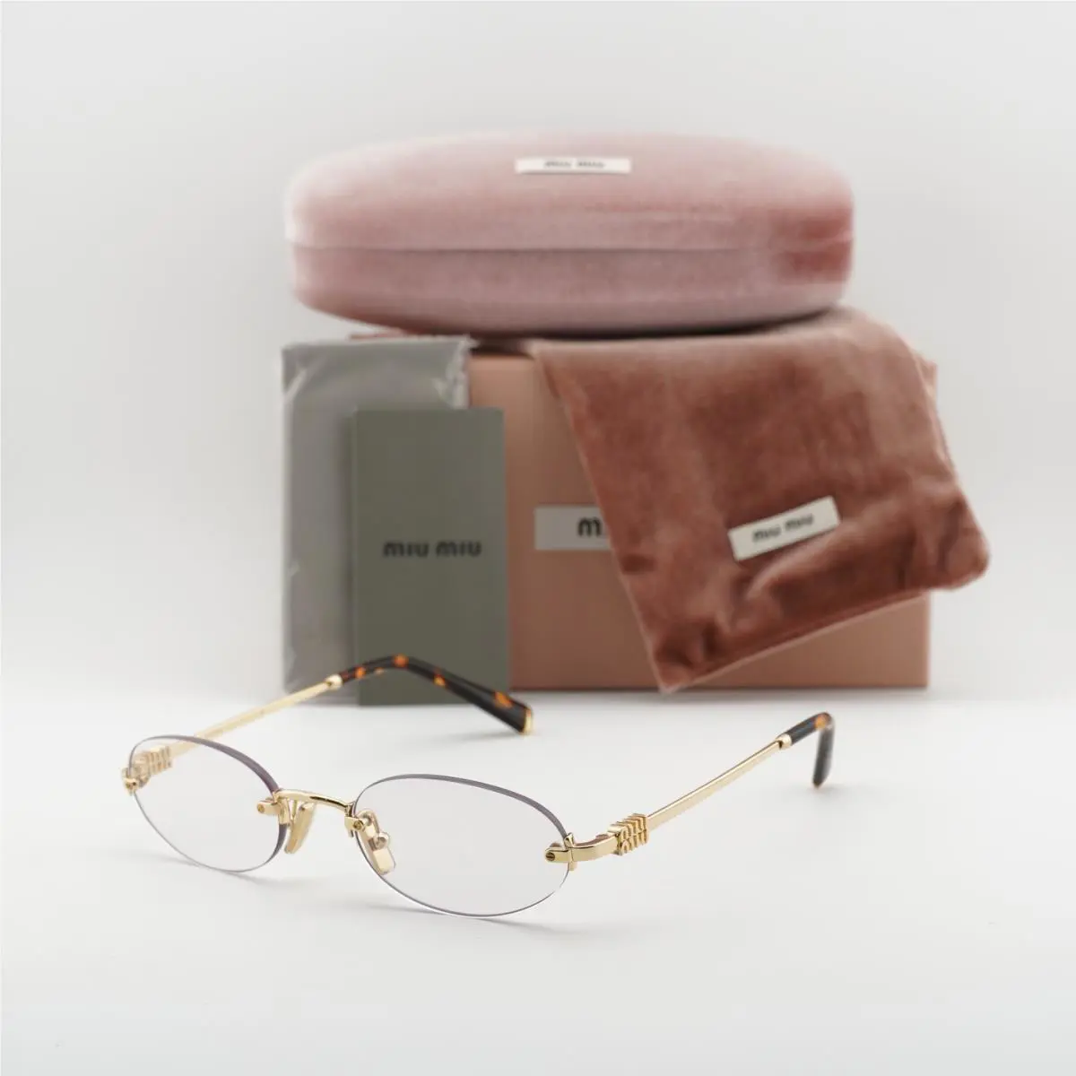 Miu Miu MUA54S 5AK08N Gold/clear Blue Light Filter 51-20-140 Sunglasses