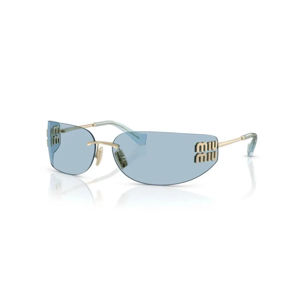 Miu Miu MU A51S ZVN10P Gold Light Blue Lens Women`s Sunglasses 75mm