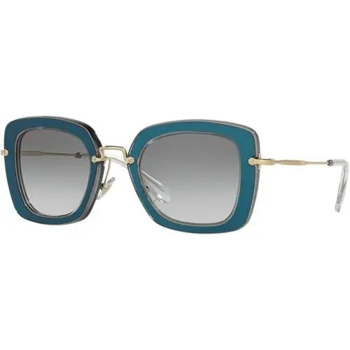 Miu Miu MU07OS Roy 1E0 Sunglasses Blue Gold / Grey Gradient Lens