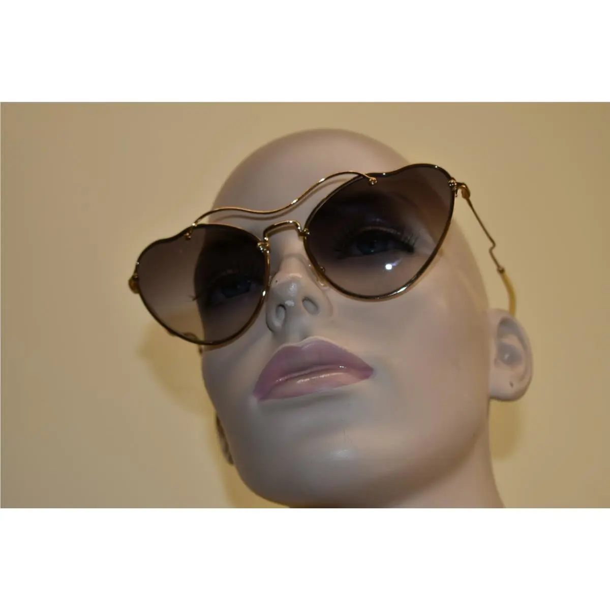 Miu Miu SMU55R Cat Eyes Scenique Gold Yellow Metal Logo Frame Sunglasses