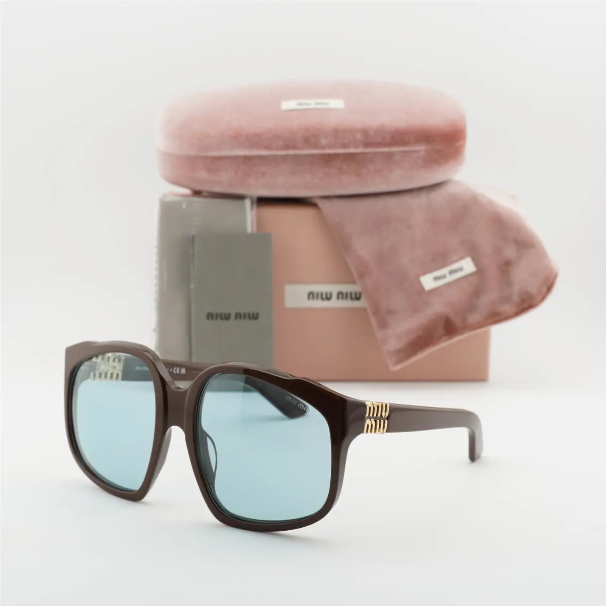 Miu Miu MU A07S 24D20R Shiny Brown/light Blue 59-19-140 Sunglasses
