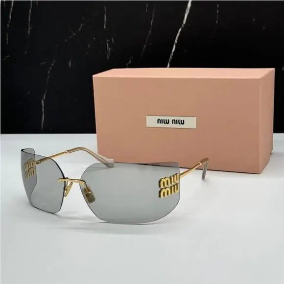 Miu Miu MU54YS 5AK30B Women Sunglasses MU54YS 5AK30B Gold Metal Grey Smu 54Y