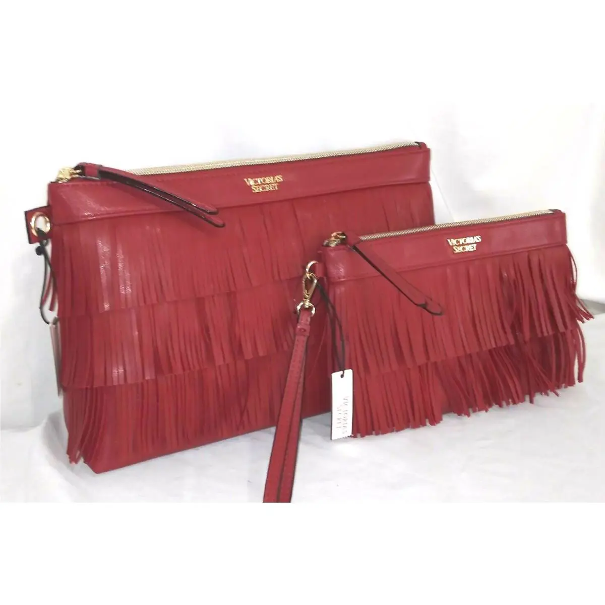 Victorias Secret Red On The Fringe Night Out Set Clutch Wristlet Wallet Bag
