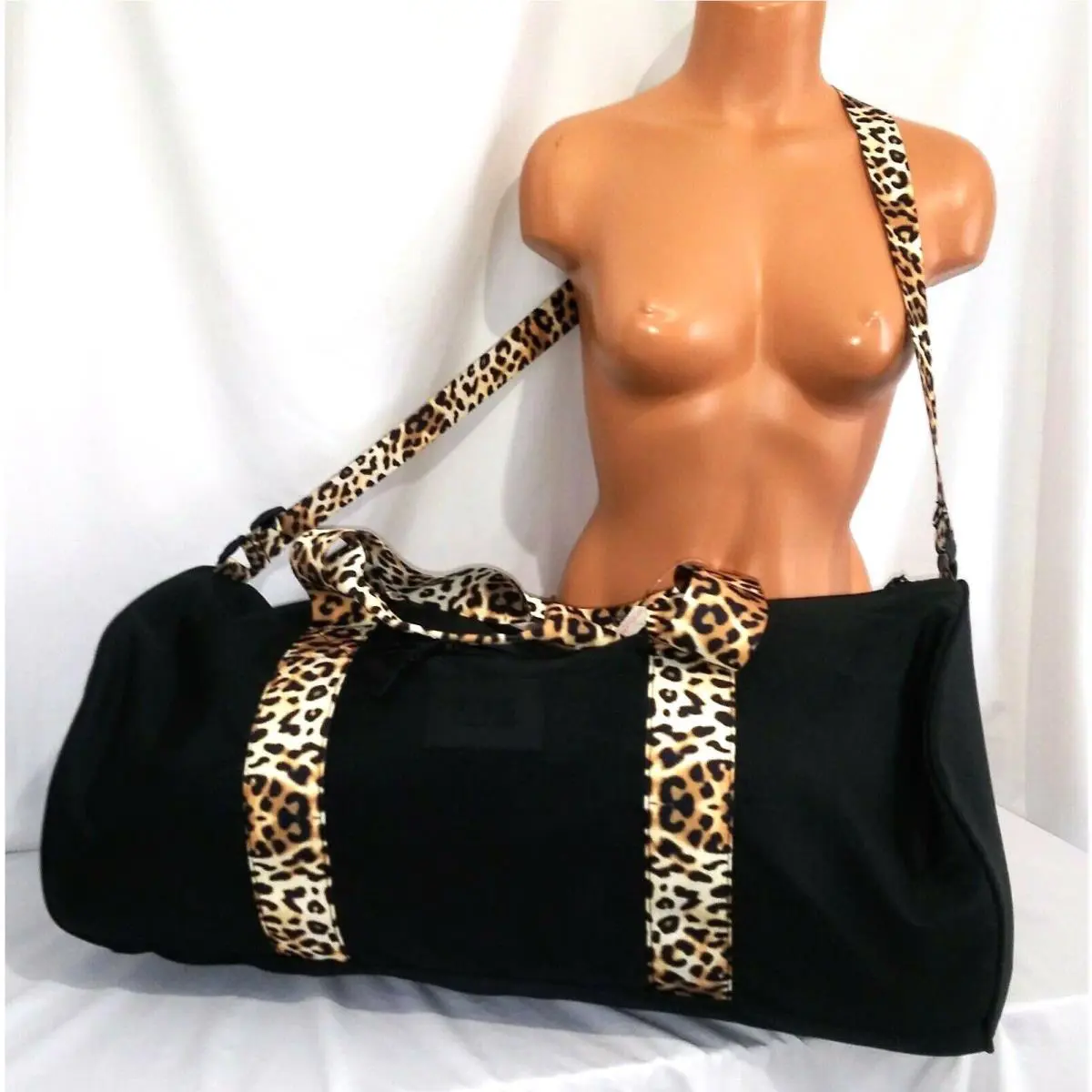 Victorias Secret Pink Graphic Leopard Double Strap Duffle Gym Bag