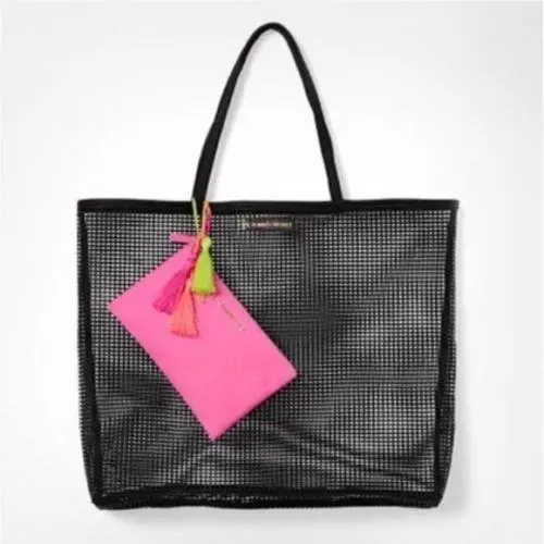 Victorias Secret Lim ED Mesh Beach Bag with Bikini Bag Travel Shopper Tote