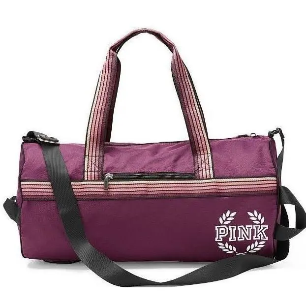 Victorias Secret Pink Graphic Retro Double Strap Orchid Duffel Gym Bag