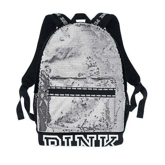 Victorias Secret Sequins Bling Campus Full Size Backpack School Gym Tote Bag