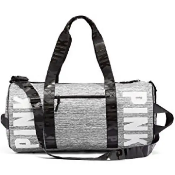 Victorias Secret Pink Graphic Marled Marl Lg Gym Bag Duffel Tote Bag