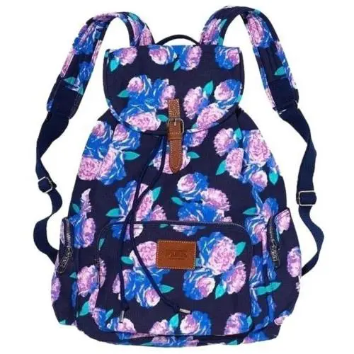 Victorias Secret Stunning Blue Floral Full Size Backpack School Gym Tote Bag