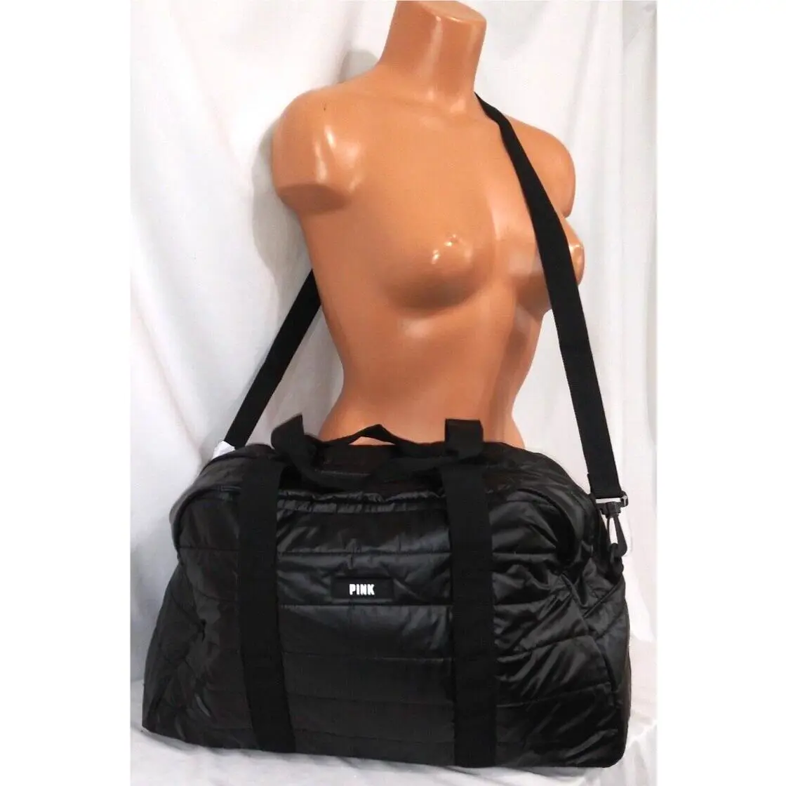 Victorias Secret Pink Quilted Duffel Bag Carry On Gym Tote Bag