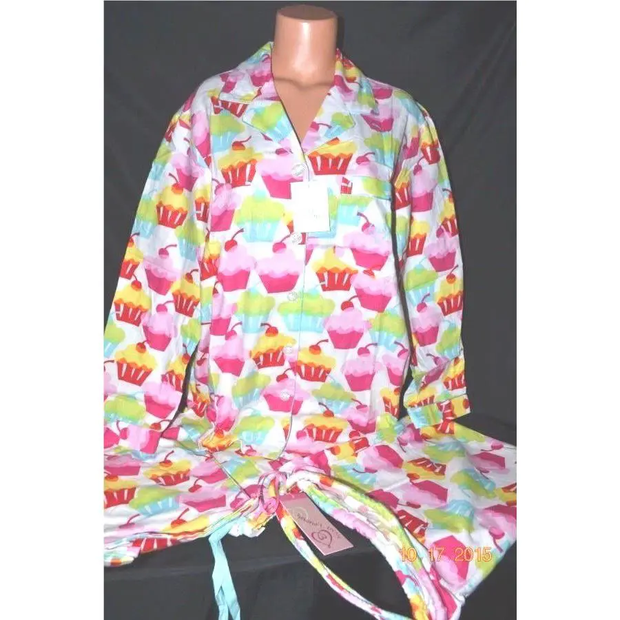 Victorias Secret After Party Cupcakes Flannel Pajam Set W/bag Pajamas M