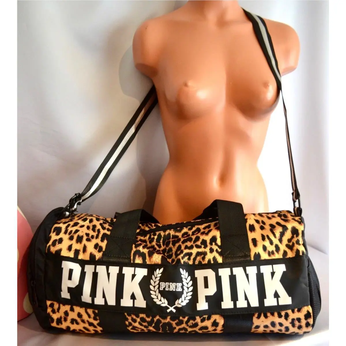 Victorias Secret Pink Graphic Leopard Tote Bag Duffle Gym School Bag Luggage