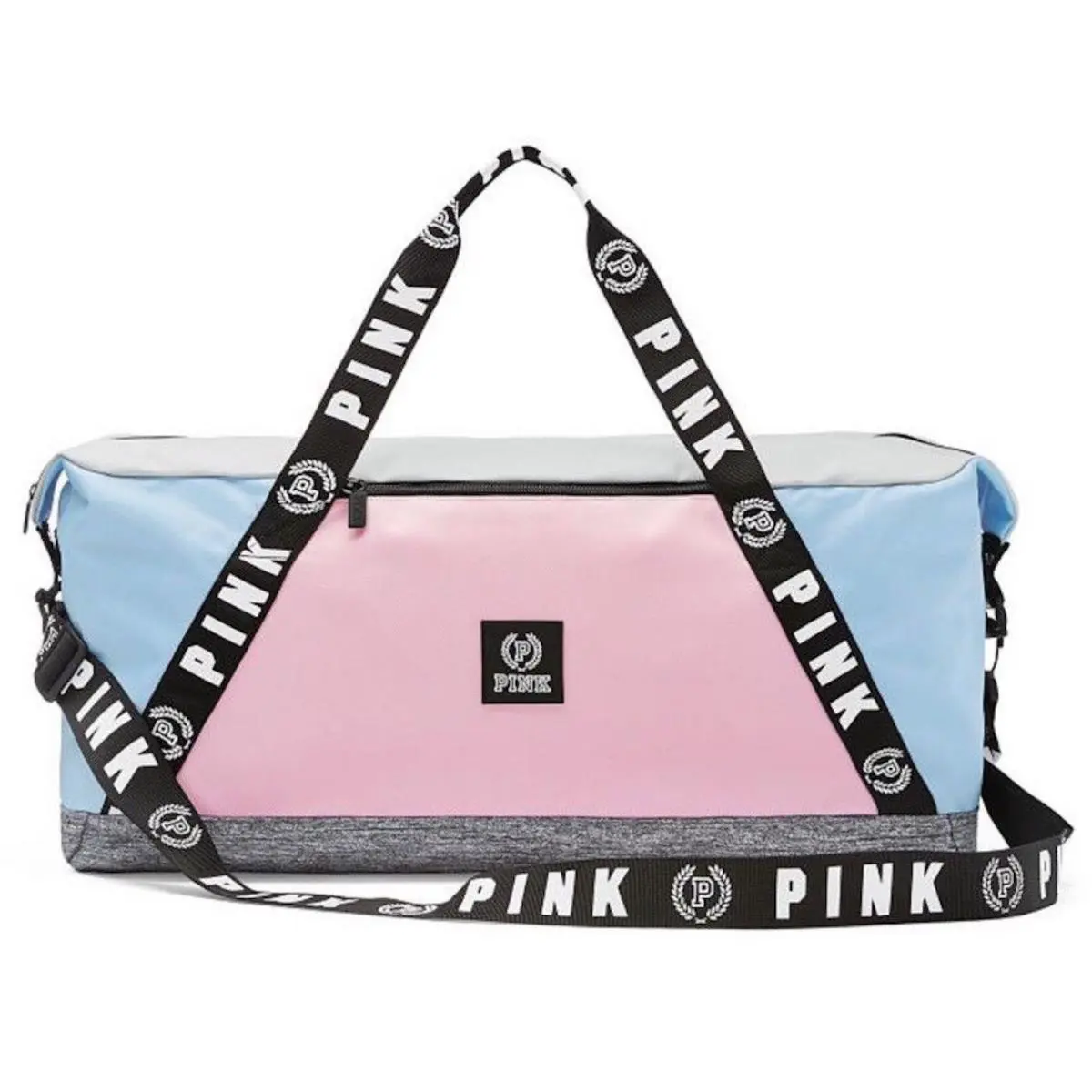 Victorias Secret Pink Weekender Vacay Cupid Pink Graphic Duffle Gym Bag Tote - Exterior: Multicolor