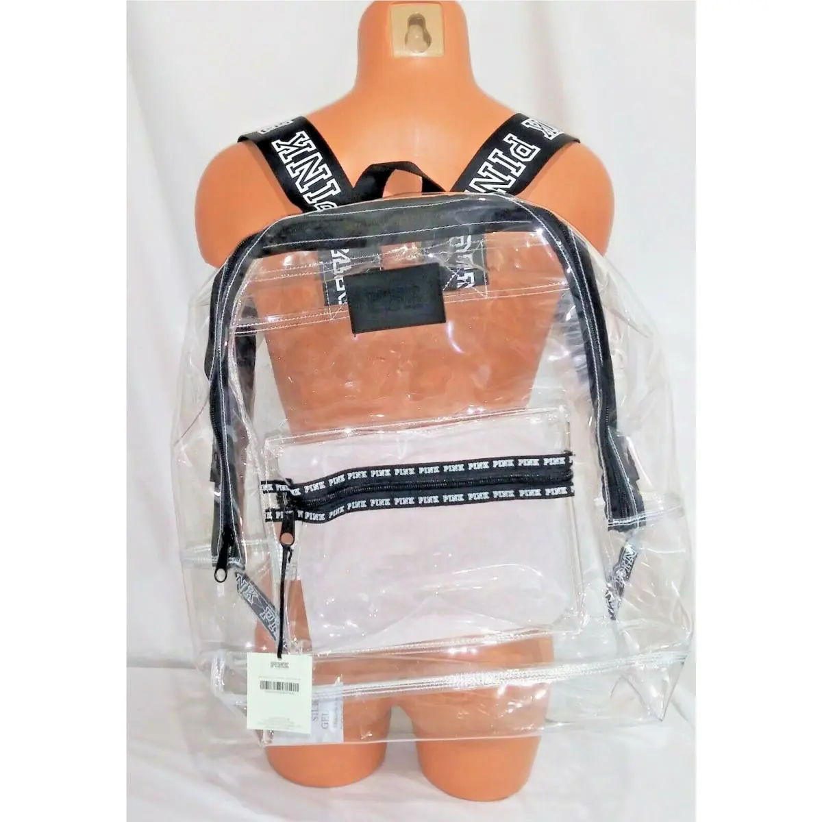 Victorias Secret Pink Graphic Clear Large Full Size Campus Backpack