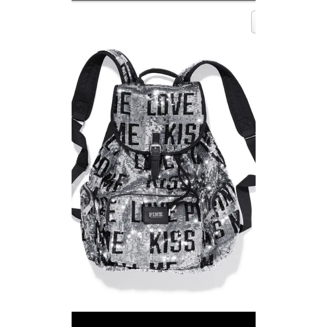 Victorias Secret Sequins Bling Love Me Kiss Full Size Backpack Bag Tote