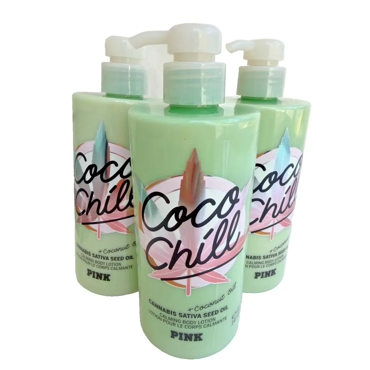 Victoria`s Secret Coco Chill Body Lotion 14 oz Coconut 3 Pack Set