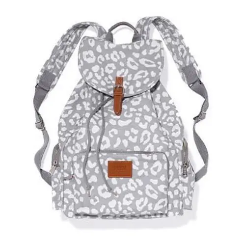 Victorias Secret Gray Leopard Full Size Backpack School Gym Tote Bag