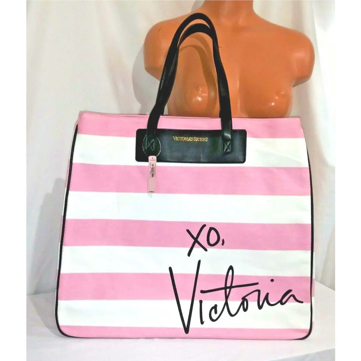 Victorias Secret Stripe Supermodel Lg Weekender Pursel Bag Tote Shopper