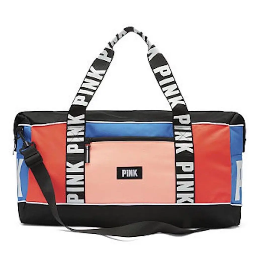 Victorias Secret Pink Graphic Sport Duffle Gym Bag Gradient On Tote