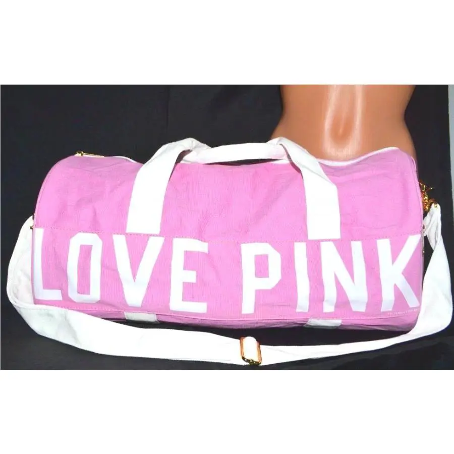Victorias Secret Pink Canvas Graphic Duffle Gym Bag Carrie On Luggage