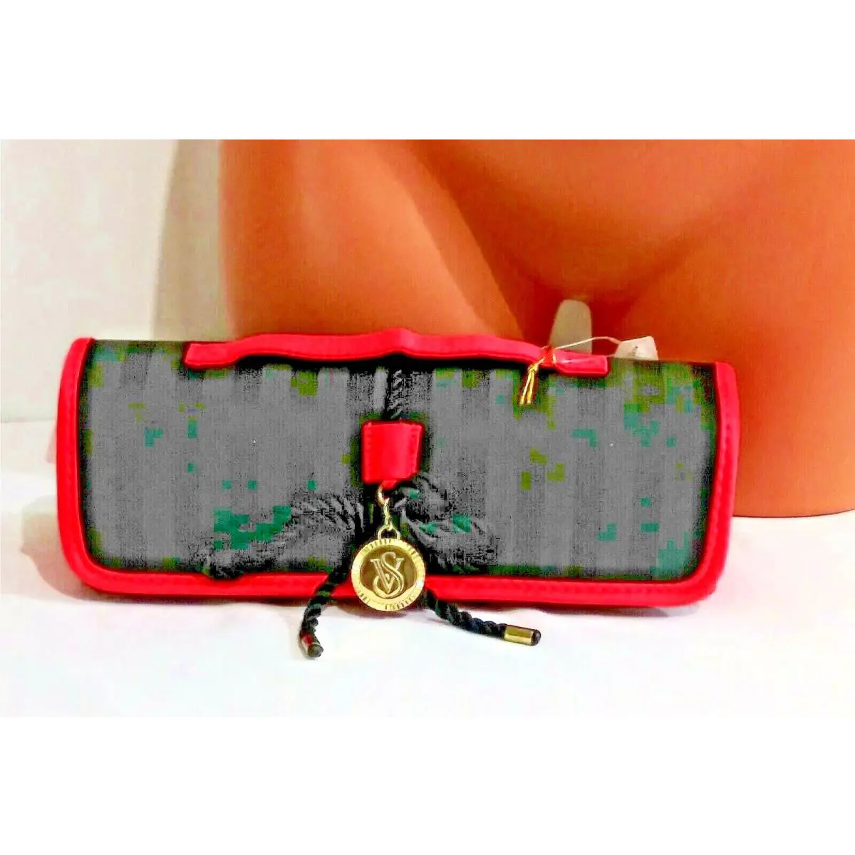 Victorias Secret Black Roll UP Travel Cosmetic Wristlet Bag