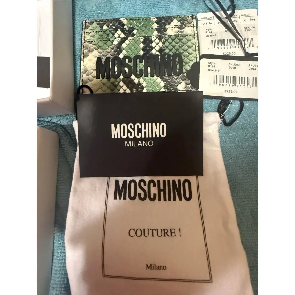W Tags Moschino Couture Snake Skin Card Holder