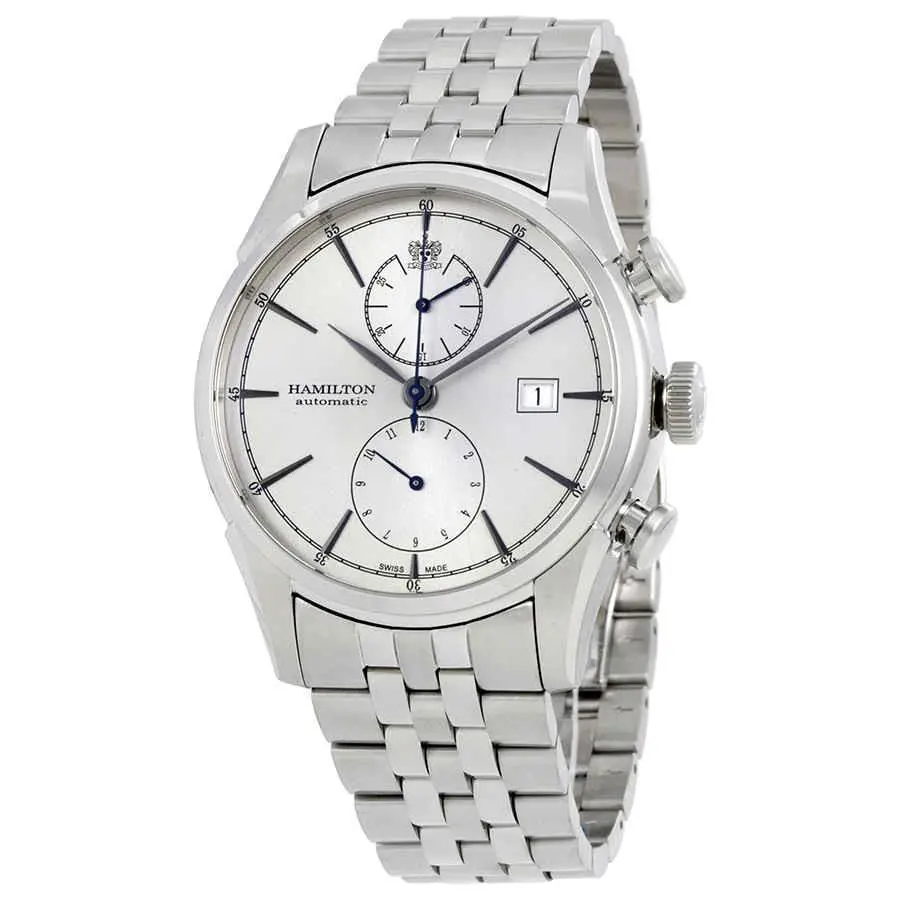 Hamilton American Classic Spirit Liberty Chronograph Men`s Watch H32416981 - Dial: Silver, Band: Silver, Bezel: Silver