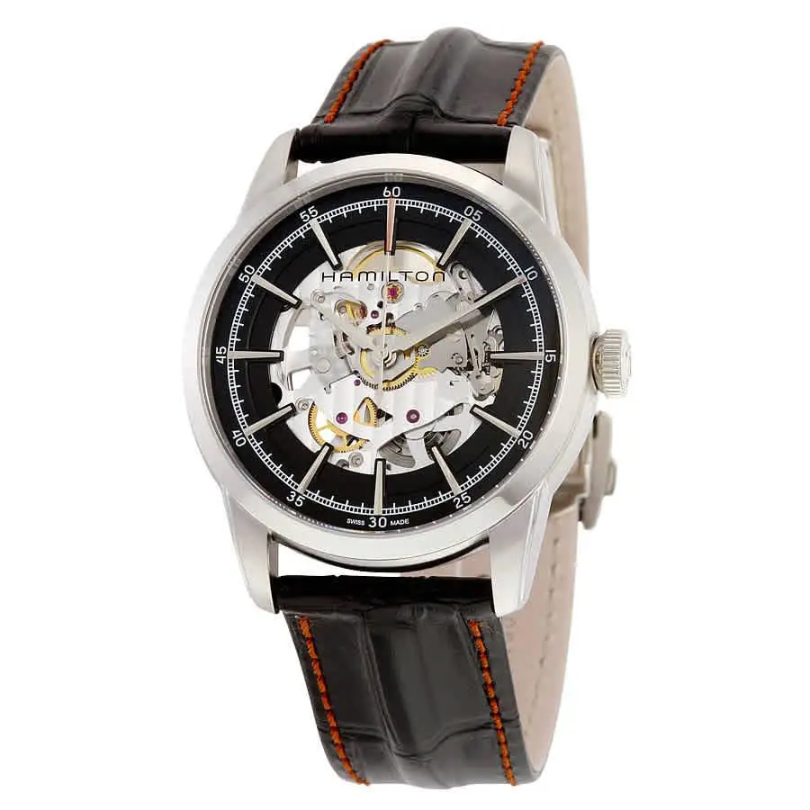 Hamilton Railroad Automatic Black Skeleton Dial Men`s Watch H40655731