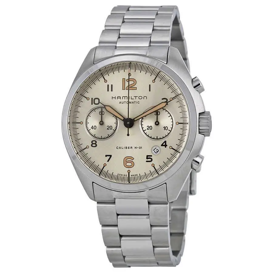 Hamilton Khaki Pilot Pioneer Chronograph Automatic Ivory Dial Men`s Watch
