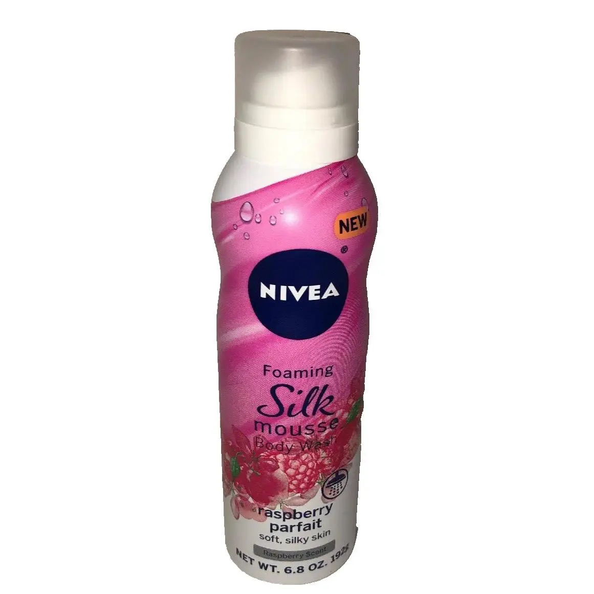 1 ea Nivea Body Wash Foaming Silk Mousse Raspberry Parfait 6.8Oz SO Silky Smooth