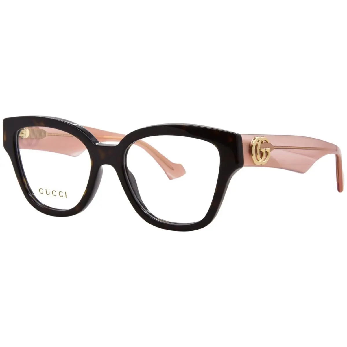 Gucci GG1424O 014 Eyeglasses Frame Women`s Havana/pink Full Rim Cat Eye 54mm