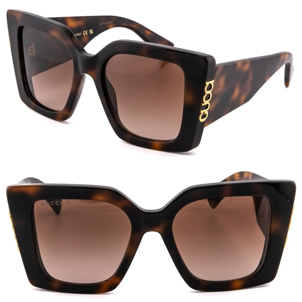 GG2039S Brown 2039 GG Logo Oversized Geometric Runway Sunglasses 002 by Gucci