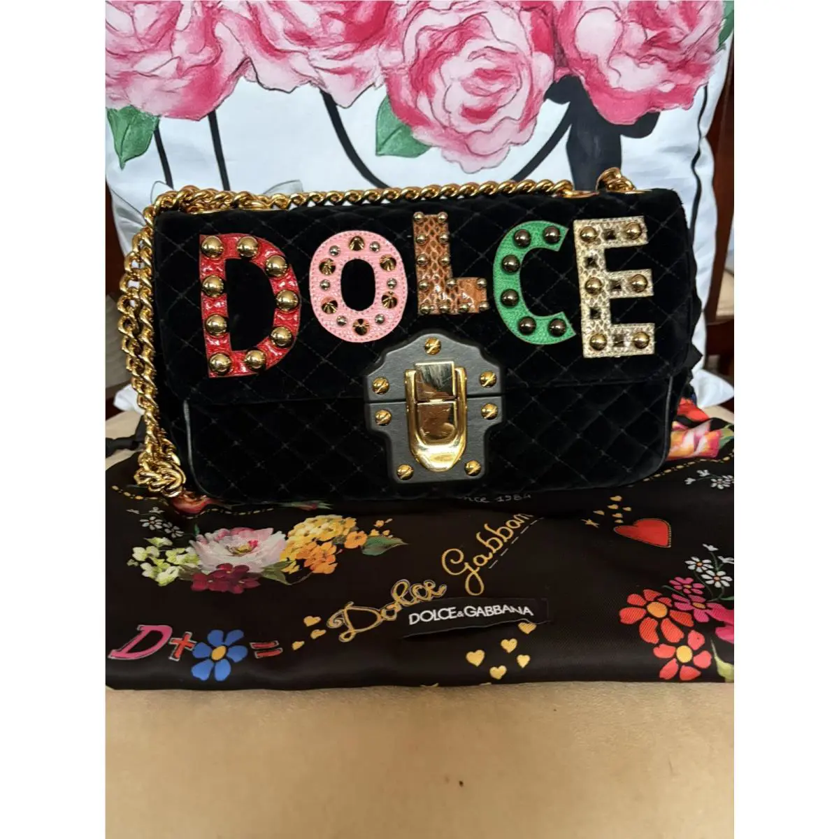Nwt- Dolce Gabbana Lucia Velvet Leathers of DG