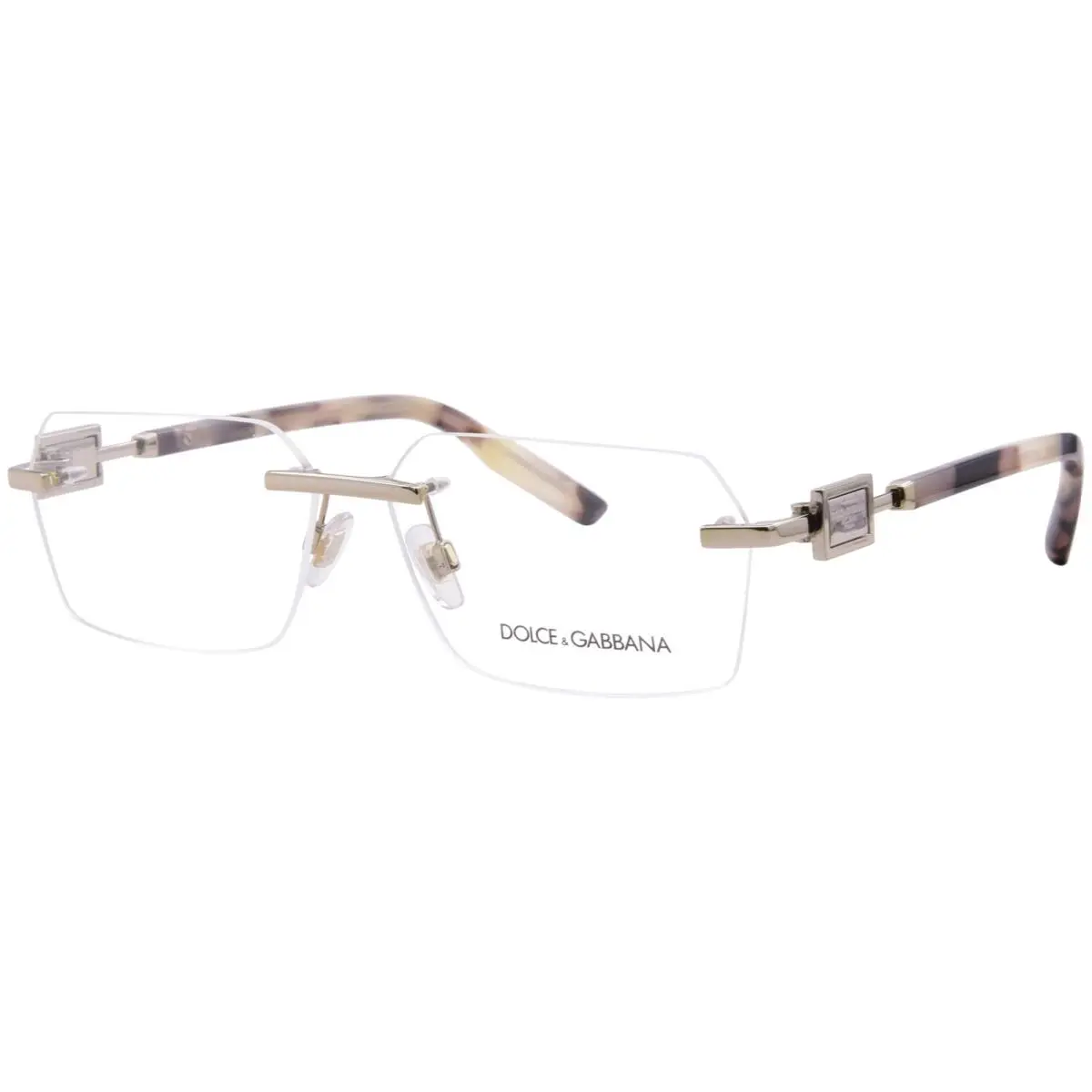 Dolce Gabbana DG1361 488 Eyeglasses Men`s Pale Gold Rimless Rectangle 60mm by Dolce & Gabbana