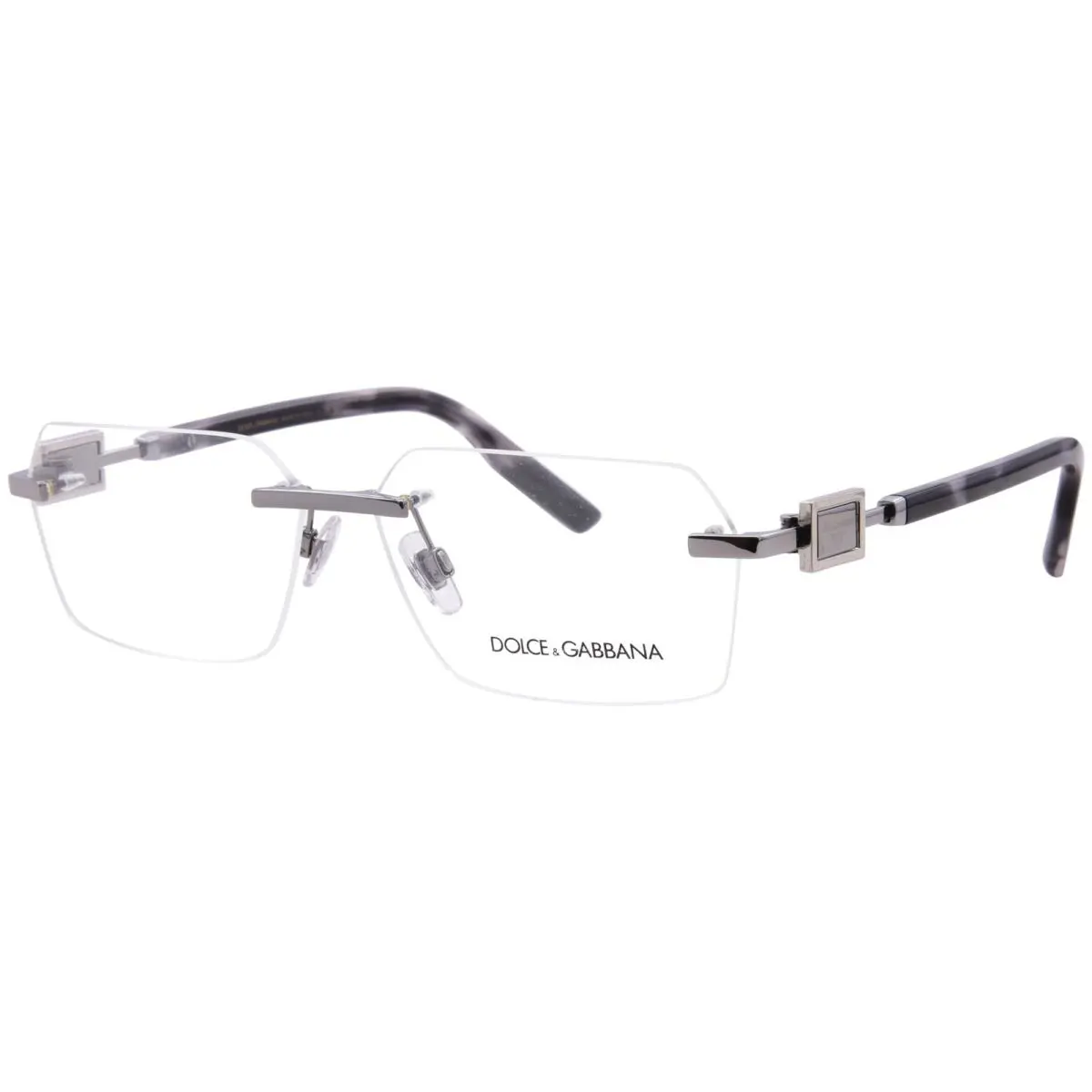 Dolce Gabbana DG1361 488 Eyeglasses Men`s Pale Gold Rimless Rectangle 60mm