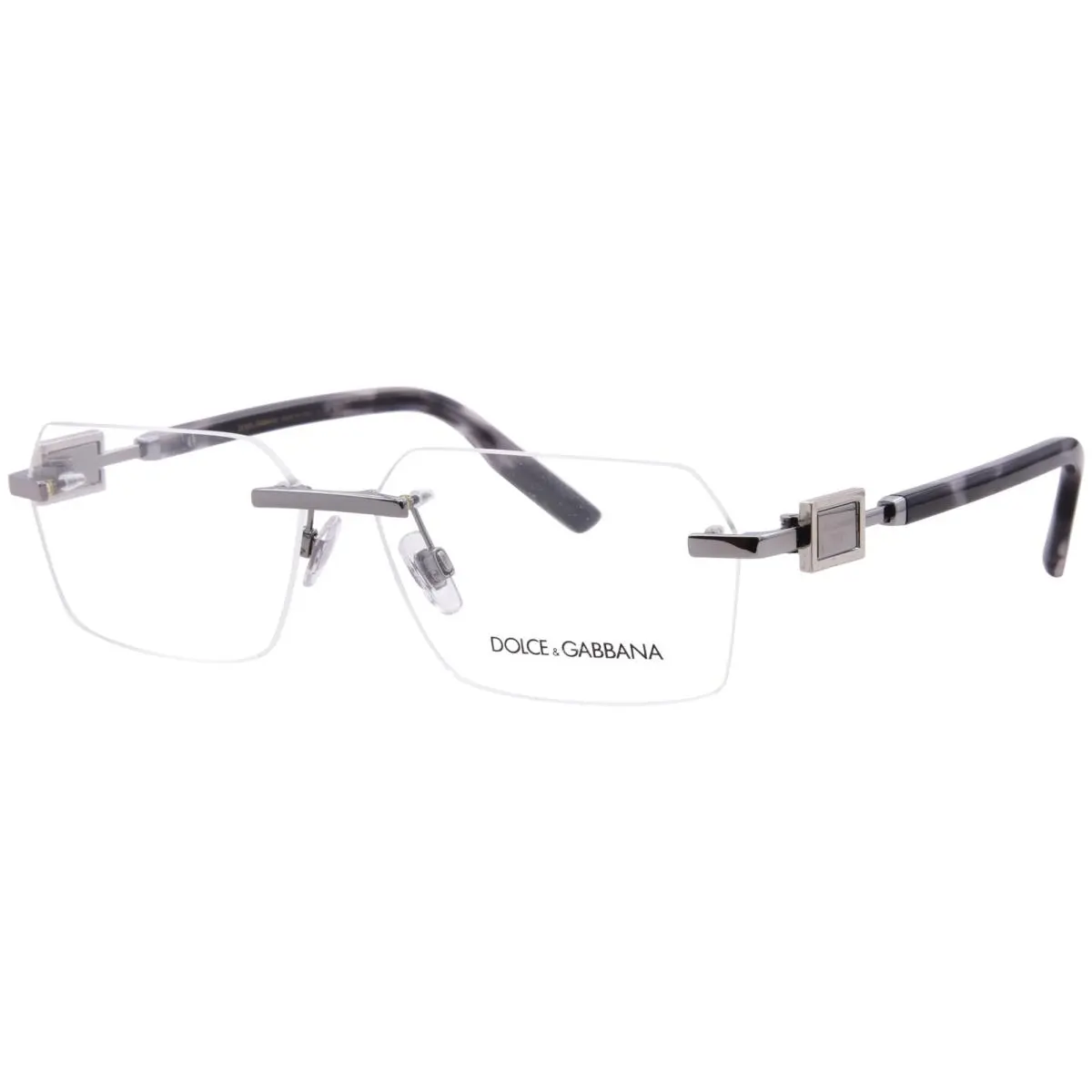 Dolce Gabbana DG1361 04 Eyeglasses Men`s Gunmetal Rimless Rectangle Shape 60mm by Dolce & Gabbana
