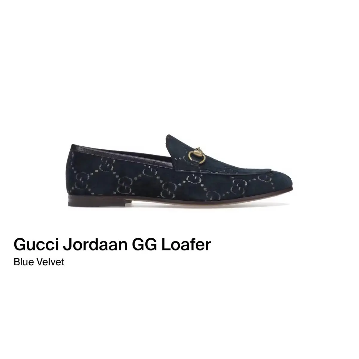 Gucci Jordaan GG Loafer Blue Velvet 430088 9TI90 4286 Size 7.5