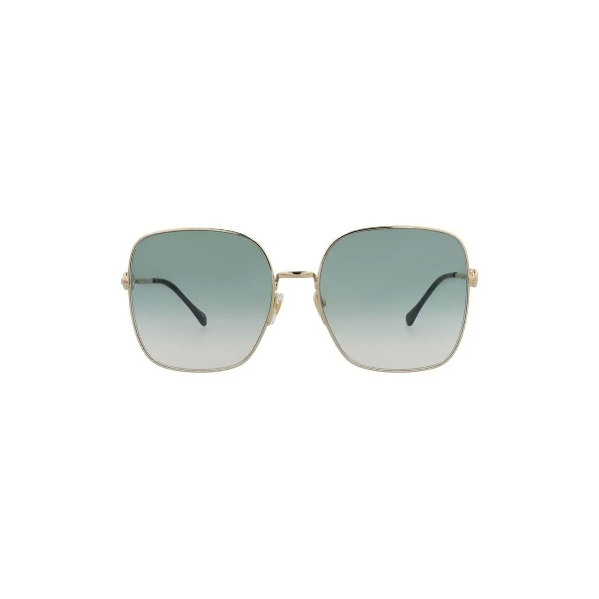 Women Novelty 61mm Square Sunglasses Gold Gold Green by Gucci