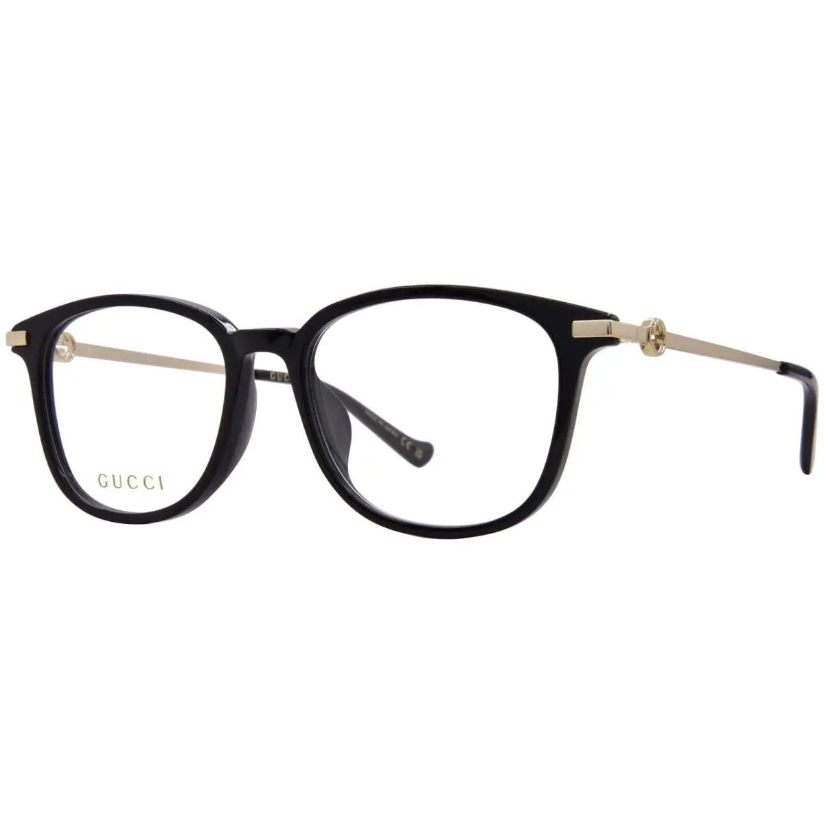 Gucci GG1745OA 001 Eyeglasses Women`s Black/gold Full Rim Round Shape 53mm